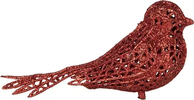 Obrázok produktu pre Clayre & Eef Vianočná visačka vták 16x6x6 cm červená plastová