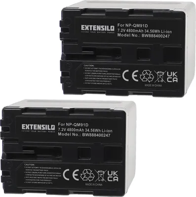 Produktbild von EXTENSILO 2x Akku kompatibel mit Sony DCR-DVD201E, DCR-DVD91E, DCR-HC14E, DCR-DVD201, DCR-DVD300, DCR-DVD91 Kamera (4800 mAh, 7,2 V, Li-Ion)