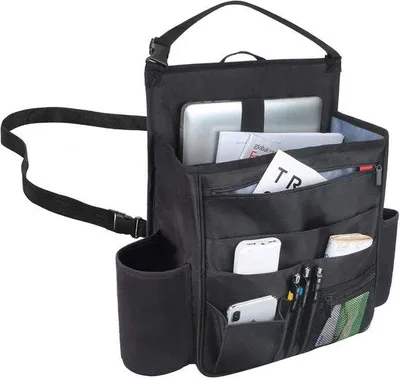 Produktbild von Famanu Auto-Organizer für die Rückbank - Aufbewahrungstasche mit mehreren Fächern für Laptop und Tablet - schwarz