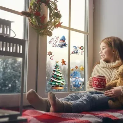 Produktbild von 248 Stück Selbstklebende PVC Fensterbilder für Weihnachten – Wiederverwendbare Fensterdekoration für Winter und Feiertage