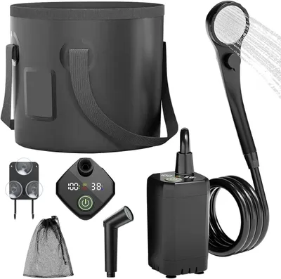 Produktbild von Camping Duschset, 20 l, mit Pumpe und Schlauch, für Camping