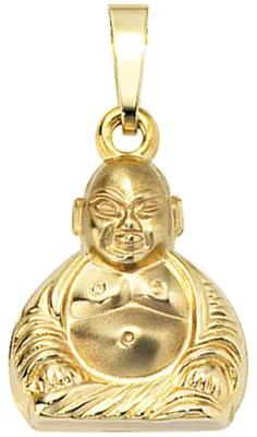 Produktbild von Anhänger Buddha aus 333 Gold Gelbgold 3D-geformt Goldanhänger teilmattiert