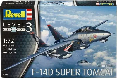 Zdjęcie produktu dla Revell Grumman F-14D Super Tomcat, Model samolotu stałopłatowego, Zestaw montażowy, 1:72, Grumman F-14D Super Tomcat, Zaawansowany, 111 szt.