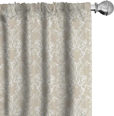 Immagine prodotto di ABAKUHAUS Tende beige, tendaggi, composizione floreale ispirata al pizzo, motivo tradizionale a foglie, design romantico decorato, 2 pezzi 75 x 225 cm, beige bianco