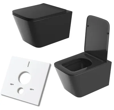 Immagine prodotto di Granitan - Set WC - WC sospeso - Nero - senza bordo di scarico - con chiusura ammortizzata - Bagno - DAX