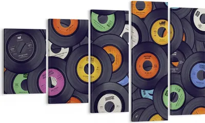 Produktbild von Bild auf Leinwand - Leinwandbild - 5 Teile - Platten Vinyl Grafiken - 100x60cm - Wand Bild - Wanddeko - Wandbilder - Leinwanddruck - Bilder - Wanddekoration - Leinwand bilder - EG100x60-4185