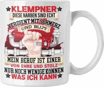 Produktbild von Trendation - Klempner Tasse Geschenk Handwerker Geschenkidee Spruch für Männer (Weiß)