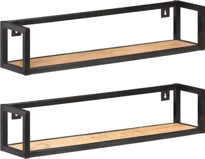 Produktbild von Wandregale 2 Stk. 80 cm Raues Mangoholz
