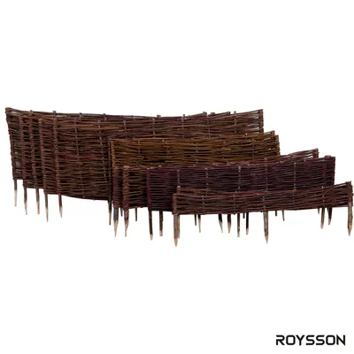 Several woven willow fences of varying heights are displayed against a white background.