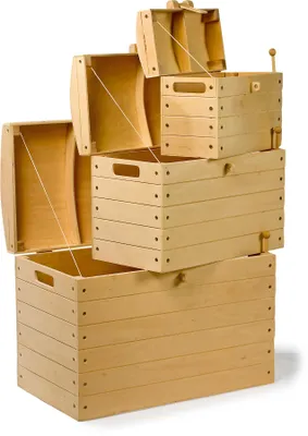 Image de Set de caisses pirates naturelles en bois, différentes tailles, 3 pièces