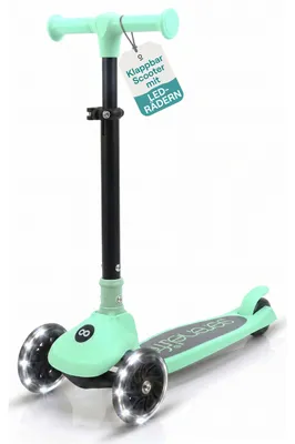 Produktbild von SereneLife Kinderroller ab 3 Jahre in Mintgrün – LED Tretroller faltbar höhenver
