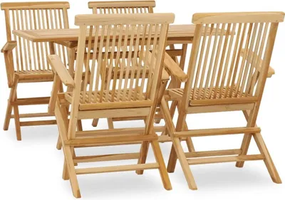 Produktbild von 5-tlg. Garten-Essgruppe Teak Massivholz