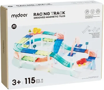 Imagen del producto de Kit de construcción magnético, circuito de carreras, 115 piezas