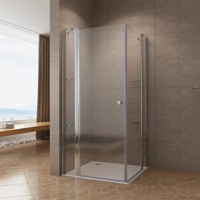 Produktbild von Duschabtrennung Eckeinstieg mit Drehtür,Duschkabine Duschwand Dusche 115x125x197cm