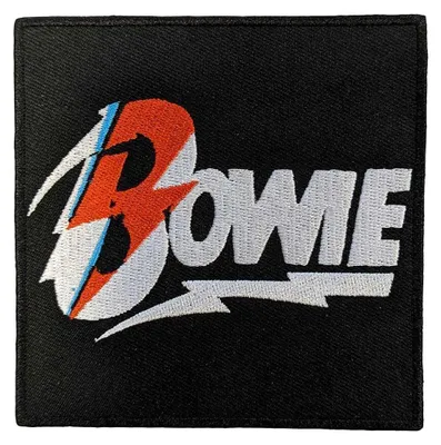 Produktbild von David Bowie - Logo - Aufnäher zum Aufbügeln "Diamond Dogs Flash", gewebter Stoff RO10109 (Einheitsgröße) (Schwarz/Weiß/Rot)