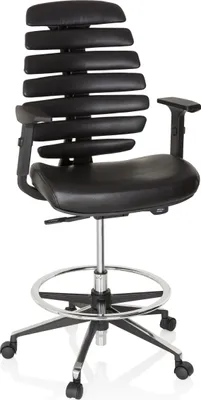 Produktbild von hjh OFFICE Counterstuhl ERGO LINE II WORK Arbeitsstuhl mit Armlehnen (höhenverstellbar) Leder