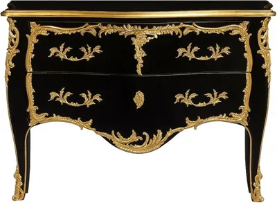 Produktbild von Casa Padrino Barock Kommode mit 2 Schubladen Antik Schwarz / Gold - Handgefertigte Massivholz Kommode im Barockstil - Handgefertigte Barock Möbel - Edel & Prunkvoll