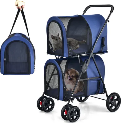 Obrázok produktu pre COSTWAY 2-poschodový vozík pre psov do 16 kg pre 2 malé psy mačky