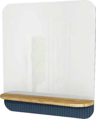 Produktbild von Badspiegel mit Holzablage Devo Gloria 2.0 86x86x14 cm Parisian Blue geriffelt GL2-LUPL86-2-F103D01