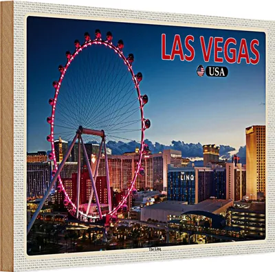 Produktbild von Holzschild Reise 30x20cm Las Vegas USA The Linq Riesenrad