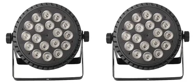 Produktbild von LED-PAR-Scheinwerfer - DMX-Bühnenlicht - 18 x 18 W - RGBWA+UV 6-in-1 - DMX512 - 40° Abstrahlwinkel - 2er-Set - EU-Stecker