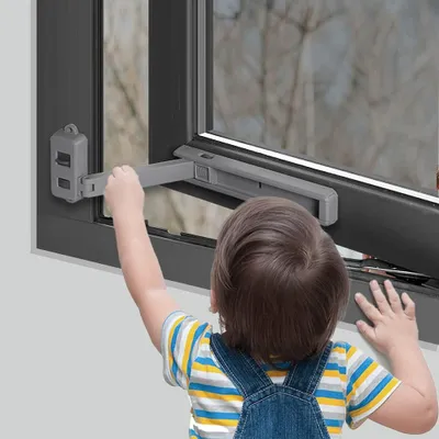 Immagine prodotto di EUDMEON, sistema di blocco per finestre sicuro per bambini, fermaporta per finestre, con adesivo 3M VHB, senza viti