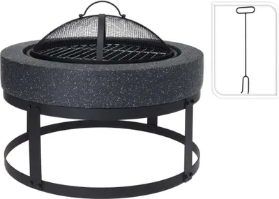 Produktbild von ProGarden Feuerschale mit Grill Rund 50,5x50,5x37 cm Schwarz