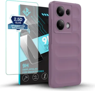 Produktbild von Handy Hülle für Xiaomi Redmi Note 13 Pro mit 9H Displayglas Displayschutz Plus Grip Case Cover Schutzhülle Softgrip Farbe: Violett
