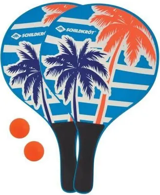 Image de Raquettes de Beachball Schildkrot, Bois Laqué, Poignée Noire, 2 Balles, Sac Filet