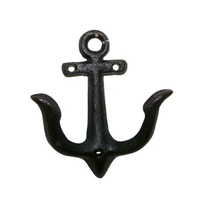 Produktbild von Wandhaken aus Gusseisen mit Anker Motiv, antikschwarz, nostalgisch, ca. 11x9,5x5 cm