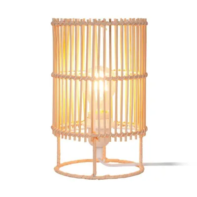 Image de Lampe de table Edin, bois clair et blanc, 1xE27x40W, bambou, dimensions : 25x15x15 cm, IP20, Zuma Line