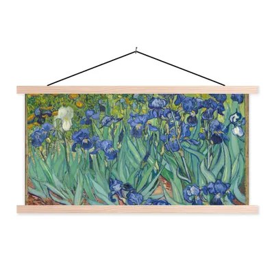 Produktbild von MuchoWow® Textilposter Schwertlilien - Vincent van Gogh 120x60 cm mit holzfarbenen Rahmen - Klemmleiste