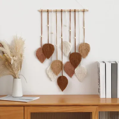Zdjęcie produktu dla Wandteppich Boho - Makramee Wanddekoration - Ręcznie robiony dywan - Sztuka ścienna do salonu/sypialni - Bawełniana dekoracja ścienna
