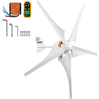 Zdjęcie produktu dla Generator turbiny wiatrowej VEVOR, zestaw turbin wiatrowych 12 V/AC, generator wiatrowy 400 W z kontrolerem MPPT, 5 łopat, automatyczna regulacja nawietrzności, odpowiedni do tarasu, łodzi, kampera, domku letniskowego, łodzi