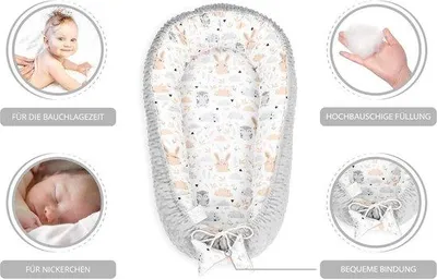 Produktbild von Baby Cocoon Bumper Reiswiege aus 100 % Baumwolle, antiallergisch – Babynest \ Warmes Nest für Babys