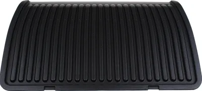 A black grill plate with raised ridges.