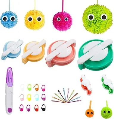 Immagine prodotto di Set per creare pompon fai da te con 10-12 aghi e forbici, per bambini e adulti