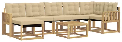 Produktbild von vidaXL Outdoor-Sofagarnitur mit Kissen 8 pcs Weiß und Beige