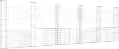 Produktbild von Gabionenkorb U-Form mit 6 Säulen Eisen 620x20x200 cm