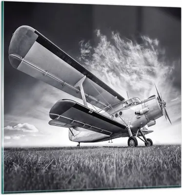 Produktbild von Bilder auf glas - Einteilig - Flugzeug An-2 Schwarzweiß - 60x60cm - Glasbilder - Wandbilder - Bilder - zum Aufhängen bereit - Wanddekoration aus Glas - Glas Bilder - Wandbild auf Glas - GAC60x60-4363