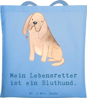 Produktbild von Mr. & Mrs. Panda Uni Tasche Bloodhound Lebensretter - Sky Blue - Geschenk, St. Hubertushund, Jutebeutel, Baumwolltasche, Bluthund, Tote Bag, campus, Chien De Saint Hubert