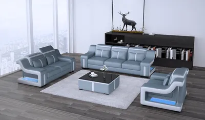 Produktbild von Design Couchgarnitur mit USB Set Wohnzimmer Set 3+2+1 + Couchtisch Modern Sofa