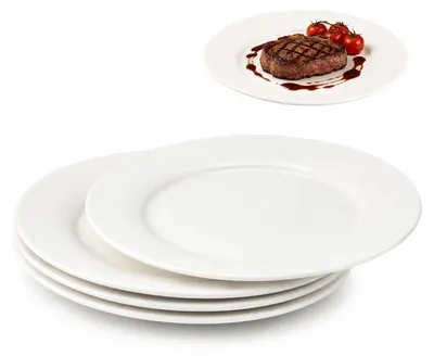 Dessertbordenset aus Keramik, 4 Stück, 20 cm, Weiß