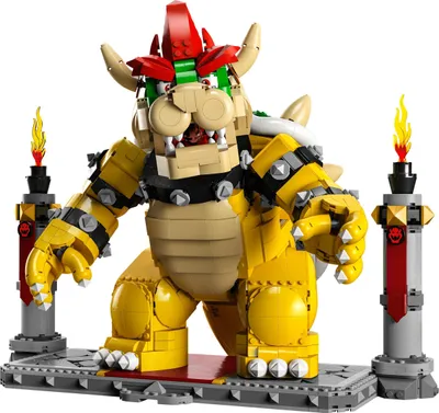 Produktbild von LEGO 71411 Super Mario Der mächtige Bowser, 3D-Modell-Bausatz, großes Set mit beweglicher Figur zum Sammeln, inkl. Duellplattform, Geschenkidee für Fans zum Austellen als Zimmer-Deko