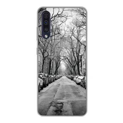 Produktbild von MuchoWow® Handyhülle Schutzhülle Hülle für Samsung Galaxy A30s Geparkte Autos in New York - schwarz und weiß Silikon Softcase Handy Hülle - Karteninhaber