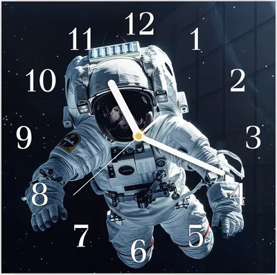 Produktbild von Wanduhr aus Glas mit Motiv Astronaut im All- 30 x 30 cm - inkl. Aufhängesystem