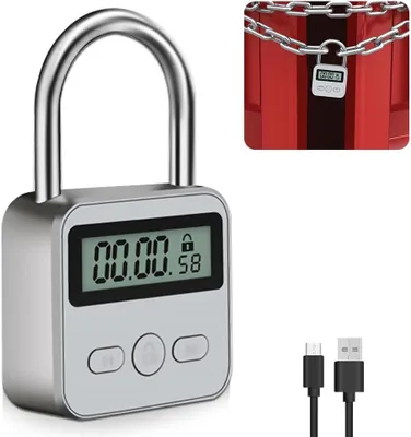 Obrázek produktu pro Digitální zámek s časovačem a LCD displejem – bezpečnostní zámek s dobíjecím USB, který zabraňuje zlozvykům