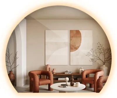 Produktbild von LED Spiegel unregelmäßig 80 x 70 cm – Badspiegel beleuchtet, Design Wandspiegel fürs Badezimmer warmweiß 3000K