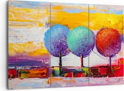Produktbild von Bild auf Leinwand - Leinwandbild - Bäume Wiese Sommer - 165x110cm - Wand Bild - Wanddeko - Leinwanddruck - Bilder - Kunstdruck - Wanddekoration - Leinwand bilder - Wandkunst - CE165x110-4110