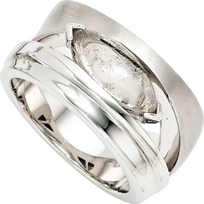 Produktbild von JOBO Damen Ring 925 Sterling Silber rhodiniert teilmattiert 1 Turmalinquarz Größe 52